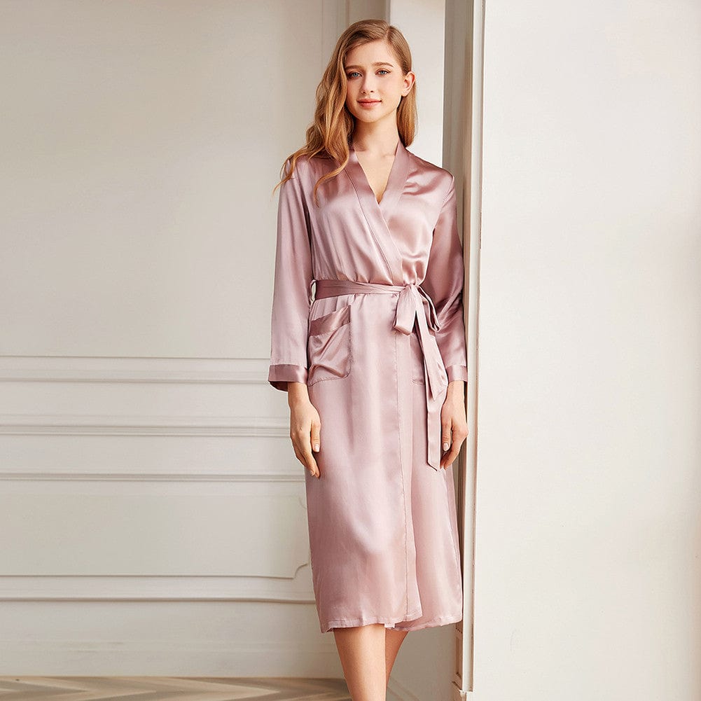 Long Pink Silk Robe