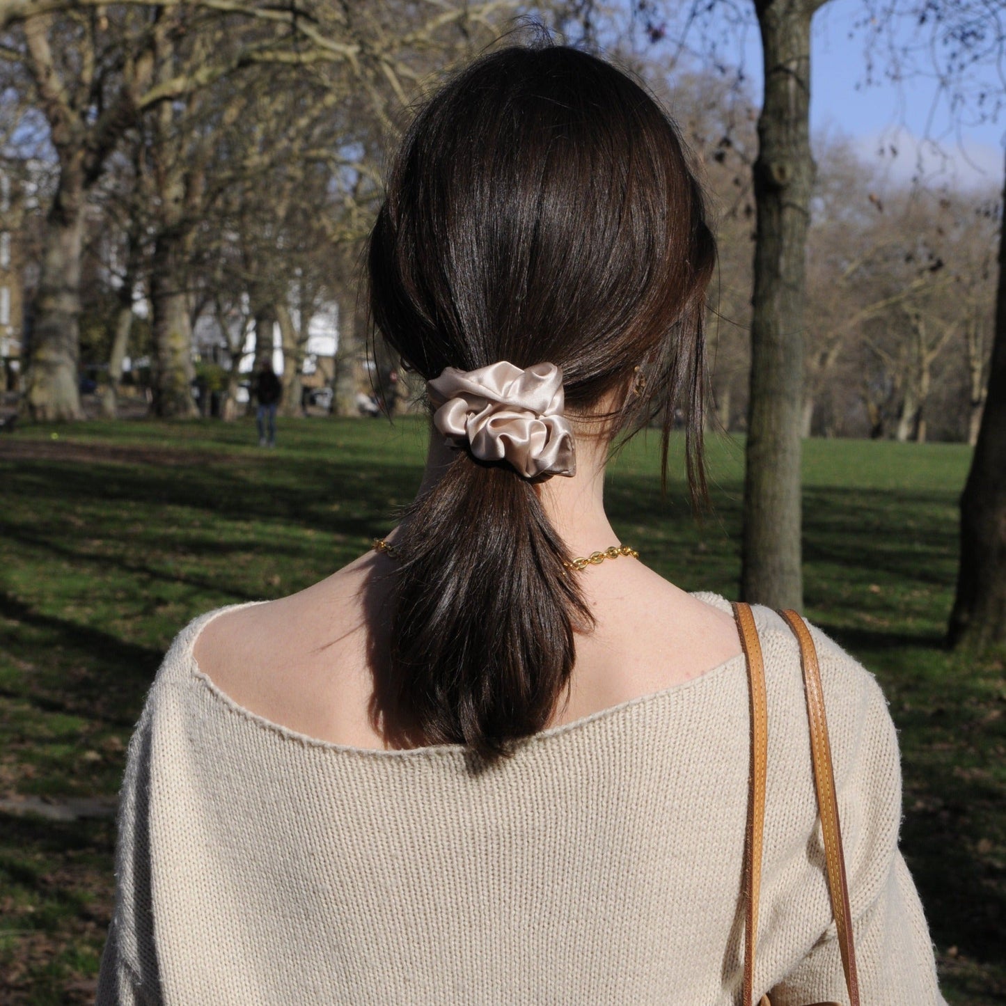 3 Large Silk Scrunchies - Neutrals